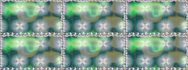 Raster illüstrasyonu. Mavi renkli Asya tekstili. Çiçeklerle suluboya desenleri.