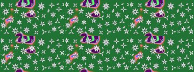 Çiçek ve yapraklı çiçek deseni. Raster illüstrasyonu. Küçük çiçekli şirin desen.