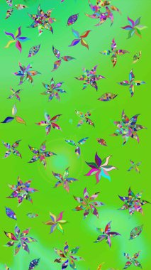 Tekrarlayan çiçek arkaplanı, zarif yeşil ve mavi çiçek duvar kağıdı. Yeşil ve mavi renkler üzerine çiçek desenli çizim, el yapımı papatyalar, papatyalar.