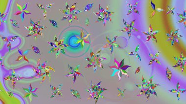 Gri ve nötr renkte çiçekler. Raster illüstrasyonunda çiçek deseni çizimi.