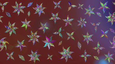 Hediye ambalaj kağıdı, tebrik kartları, posterler ve pankart tasarımı. Raster düz çiçek çizim deseni. Kahverengi ve mor renkte çiçekler.