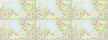 Giysi tasarımı için doğal arka planda geleneksel halk çiçekleri dekoru. Kart, baskı ve davetiye için basit şirin bir desen. Nakış trendi. Egzotik kelebeklerle süslenmiş çiçeksiz desen..