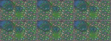 Egzotik Kelebeklerle tropik ve pürüzsüz bir düzen. Raster. Moda Kumaşı Tasarımı. Mavi renkli illüstrasyon.