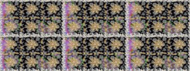 Damask arkaplanı tekerrür ediyor. Antika altın tekrarlanabilir duvar kağıdı. Barok tarzında altın çiçek süsü. Gri renklerdeki altın element.