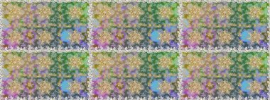 Kusursuz kraliyet lüksü, altın barok kumaş rengi. Altın antika ortaçağ dekoratifi, yapraklar ve tarafsız renklerde altın desenli süslemeleri olan pürüzsüz bir desen..