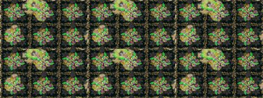 Çiçek süsü ile kusursuz desen. Raster illüstrasyonu. Gri renkli çiçekler.