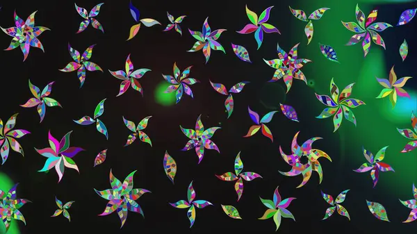 Raster illüstrasyonundaki çiçek desenli çizim. Gri ve yeşil renkte çiçekler.