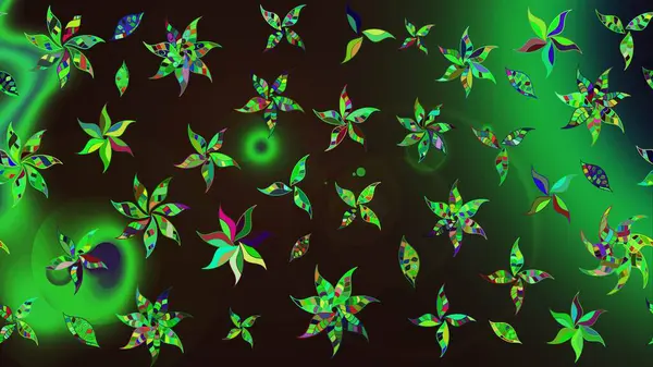 Yeşil ve gri renklerde. Raster illüstrasyonu. Çiçek buketleriyle klasik tarzda eskiz deseni.