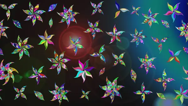 Gri ve mavi renkte çiçekler. Raster illüstrasyonunda çiçek deseni çizimi.