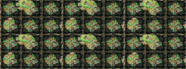 Çiçek süsü ile kusursuz desen. Raster illüstrasyonu. Gri renkli çiçekler.