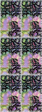 Siyah ve nötr renklerde çiçekler. Renkli Bahar Temalı Kusursuz Arkaplan. Düz Çiçek Elementleri Tasarımı. Raster illüstrasyonunda kusursuz çiçek deseni.