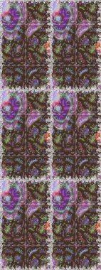 Raster illüstrasyonu. Çiçekler, dallar, bitkiler ve çiçekler. El çizimi. Güzel kumaş deseni.