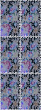 Gri ve mavi renkte çiçekler. Raster illüstrasyonunda kusursuz çiçek deseni.