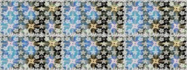 Soyut çiçek desensiz arkaplan. Raster deseni. Gri ve mavi renklerde. Küçük çiçekteki sevimli çiçek deseni. Raster illüstrasyonu.