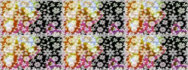 Ağaç dallı bahar çiçekleri, tarafsız siyah renkler ve çiçek silueti desenli. Raster deseni.