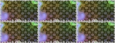 Düz Çiçek Elementleri Tasarımı. Renkli Bahar Temalı Kusursuz Arkaplan. Raster illüstrasyonu. Gri ve yeşil renkli çiçekler. Çiçekli, suluboya desenli kusursuz çiçek deseni.