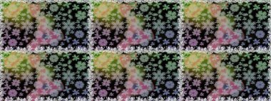 Gri ve siyah renkli yapraklı yabani çiçekler. Kusursuz bir arka plan modeli. Suluboya, elle çizilmiş. Raster illüstrasyonu.