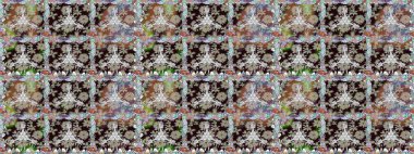 Raster illüstrasyonu. Kusursuz çiçek deseni. Tarafsız ve gri renklerde çiçekler. Raster illüstrasyonu. Asya tekstil tarzında.