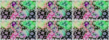 Çiçek ve yapraklı çiçek deseni. Raster illüstrasyonu. Küçük çiçekli şirin desen.