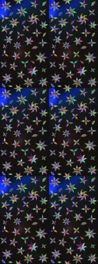 Çiçekli ipek eşarp. Retro tekstil tasarım koleksiyonu. 1950-1960 motifleri. El çizimi çiçek unsurları olan soyut çizim raster deseni. Gri ve mavi üzerine gri ve mavi.