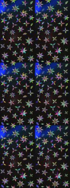 Çiçekli ipek eşarp. Retro tekstil tasarım koleksiyonu. 1950-1960 motifleri. El çizimi çiçek unsurları olan soyut çizim raster deseni. Gri ve mavi üzerine gri ve mavi.