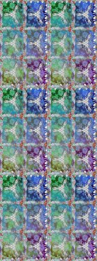 Raster illüstrasyonu. Küçük çiçekli basit, dikişsiz desen. Moda baskısı, albüm, ambalaj kağıdı ve duvar kağıdı için zarif dekoratif süslemeler. Mavi ve yeşil renkli şirin çiçekler..