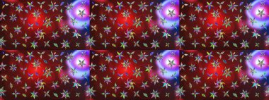 Kahverengi ve kırmızı renkte çiçekler. Raster illüstrasyonunda çiçek deseni çizimi.