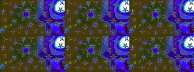 Soyut çiçek çizim kalıbı arka planı. Raster deseni. Raster illüstrasyonu. Kahverengi ve mavi renklerde. Küçük çiçekte sevimli çiçek deseni var..