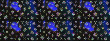 Soyut etnik raster çizim kalıbı. Vadinin çiçekleri gri ve mavi renklerde. Çiçekler..