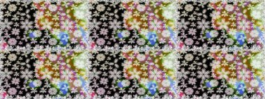 Suluboya kusursuz desen. Çiçek izi. Suluboya tarzında tarafsız ve siyah renkte çiçekler.