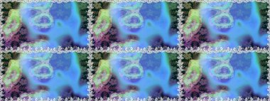 Mavi ve nötr renklerde çiçekler. Raster illüstrasyonunda kusursuz çiçek deseni.