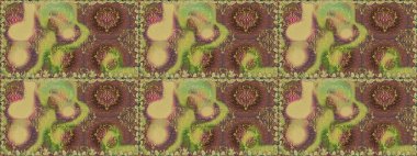 Raster Çiçek İllüstrasyonu güzel tekstil. Kahverengi ve nötr renklerde etnik çiçeklerle kusursuz bir desen..