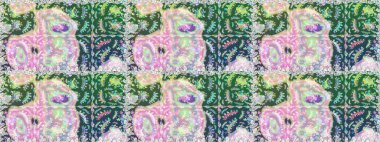 Kusursuz Renksiz Bahar Temalı Kusursuz Arkaplan. Tarafsız ve yeşil renklerde çiçekler. Düz Çiçek Elementleri Tasarımı. Sevimli çiçek raster deseni.