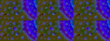 Çizim kalıbı. Yeşil ve mavi renklerde. Çiçek duvar kağıdı. Raster illüstrasyonu. Hint süsü. Renkli süs kenarı.