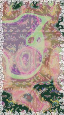 Raster illüstrasyonu. El çizimi çiçekli, soyut, pürüzsüz desen. Tarafsız ve bej renkli çiçekler.