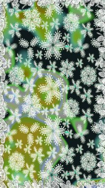 Modern stil dokusu. Çiçek desenli raster, gri ve yeşil çizgi grafik deseni soyut raster arkaplan.