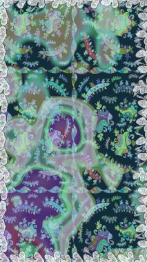 Mavi ve gri renkte çiçekler. Kusursuz. Raster illüstrasyonu. Şirin çiçek elementleri..