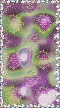 Raster illüstrasyonu. Şirin çiçekli kusursuz desen ve nötr ve mor renkli yapraklar, suluboya çiçek deseni, duvar kağıdı, kart veya kumaş için fayanslı.