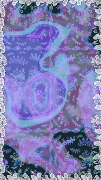 Çiçeksiz desenli nakış işlemeli gelincikler ve vadideki zambaklar. Tekstil tasarımı için mor ve mavi renkte geleneksel halk çiçekleri buketi.