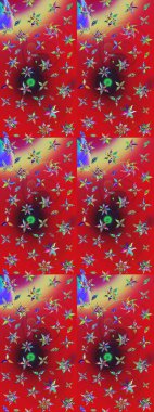 Düz Çiçek Elementleri Tasarımı. Kırmızı ve nötr renklerde çiçekler. Renkli Yaz Temalı eskiz kalıbı. Raster illüstrasyonunda çiçek deseni çizimi.