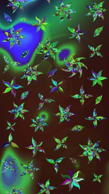 Düz Çiçek Elementleri Tasarımı. Raster. Renkli Bahar Teması çizim şablonu.