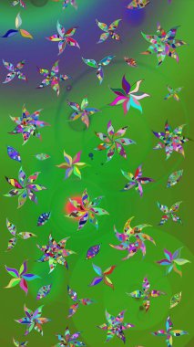 Raster Illustrasyon 'daki Çiçek Deseni' nin son moda çizimi. Renkli Yaz Temalı eskiz kalıbı. Renkli çiçekler. Düz Çiçek Elementleri Tasarımı.