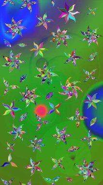 Raster resim. Çiçek desenli çiçek ve yaprakları ile. Sevimli küçük çiçek desenle.