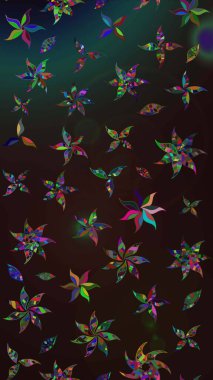 Düz Çiçek Elementleri Tasarımı. Raster Illustrasyon 'daki Çiçek Deseni' nin son moda çizimi. Renkli Yaz Temalı eskiz kalıbı. Gri ve kahverengi renkte çiçekler.