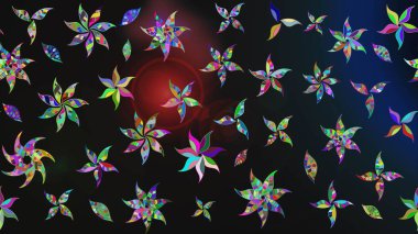 Renkli çiçekler. Düz Çiçek Elementleri Tasarımı. Renkli Yaz Temalı eskiz kalıbı. Raster illüstrasyonunda çiçek deseni çizimi.