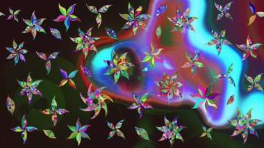 Şirin karalamalı çiçek desenli çizim. El yapımı çiçek ve bitki koleksiyonu. Raster illüstrasyonu. Eskiz tarzı renklerde. Raster illüstrasyonu.