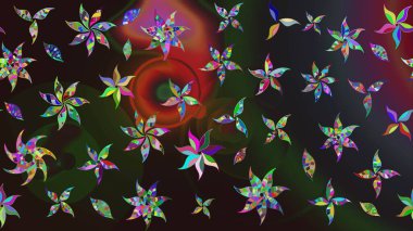 Suluboya tarzında renkler üzerine çiçekler. Renklerde çiçekler olan çiçek deseni çiz.