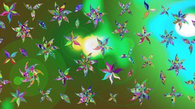 Renkli çiçekler. Kumaş desenli papatya çiçekleri ayrıntıları.