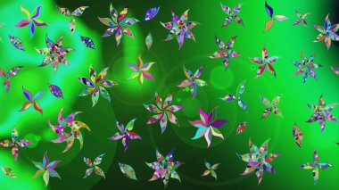 Renkli Yaz Temalı eskiz kalıbı. Renkli çiçekler. Raster illüstrasyonundaki çiçek desenli çizim. Düz Çiçek Elementleri Tasarımı.