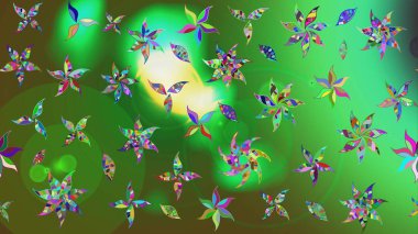 Raster. Renkli Bahar Teması eskiz kalıbı. Düz Çiçek Elementleri Tasarımı.